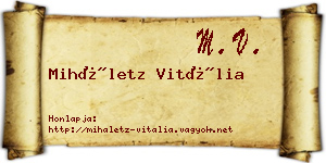 Miháletz Vitália névjegykártya